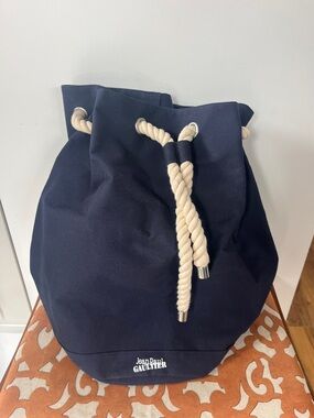 Jean Paul Gaultier Navy Canvas Rope-Draw Backpack